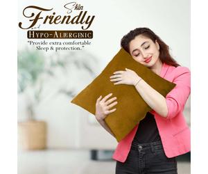 (Pack of 1, Plain Ochre Cushions) Velvet Cushion Covers Soft Luxury Embossed Stripe Quilted Cushions Pack of 1,2 & 4