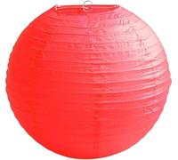 Pack of 1 Round Ceiling Red Paper Lampshade Light Shade Bamboo, 40cm Ribbed Style Lampshade, Traditional Lampshades,Hanging Paper Lanterns for Weddings, Birthdays, Parties and Events