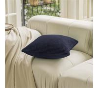 (Pack of 1, Stripe Velvet Cushion Navy) Luxury Velvet Filled Cushions Pack of 1, 2 & 4 Quilted Cushion Pads