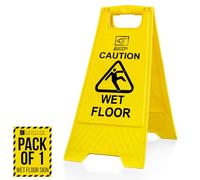 Pack of 1 Wet Floor Sign With “Caution Wet Floor” Imprint on Bright Yellow Portable and Durable A-Frame Safety Cone (1)