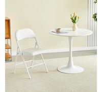 Mcc Direct Single Folding Dining Chair Metal Frame Padded Seats White