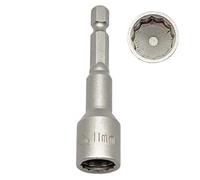 Pack of 1 x 11mm Bi-Hex Socket - 65mm Long 1/4" Hexagon Drive for Power Drill