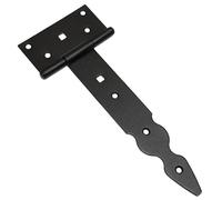 Pack of 1 x 200 mm T-Hinge Black, Steel Tee Hinges, Weather Resistant, Rust Proof Powder Coating, T Strap Hinges Ideal for Indoor or Outdoor Use On Gates, Sheds, Barn Doors, Gazebos, Wardrobes, Chests