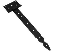 Pack of 1 x 300 mm T-Hinge Black, Steel Tee Hinges, Weather Resistant, Rust Proof Powder Coating, T Strap Hinges Ideal for Indoor or Outdoor Use On Gates, Sheds, Barn Doors, Gazebos, Wardrobes, Chests