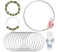 Pack of 10 10 cm Dream Catcher Rings Metal Wreath Frame Silver Metal Ring Wire Ring Dream Catcher Metal Rings for Crafts Macrame Rings for DIY Floral Hoop, Wedding Wreath, Floristry, Wall Hanging