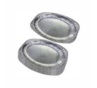 (Pack of 10) 14 Inch Small Aluminum Foil Platter - Disposable Serving Tray for Parties, BBQs, Catering & Events - Large Oval Tin Foil Plates for Food Presentation and Storage, Oven & Microwave Safe