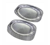 (Pack of 10) 17 Inch Medium Aluminum Foil Platter - Disposable Serving Tray for Parties, BBQs, Catering & Events - Large Oval Tin Foil Plates for Food Presentation and Storage, Oven & Microwave Safe