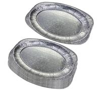 (Pack Of 10) 22 Inch Large Aluminum Foil Tray Platter - Disposable Serving Tray for Parties, BBQs, Catering & Events - Large Oval Tin Foil Plates for Food Presentation & Storage, Microwave Safe & Oven