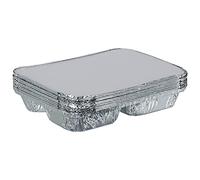(Pack of 10) 3 Compartment Aluminium Foil Trays with Lids for Catering Christmas Party Picnic & Food Storage Meal Prep Microwave/Freezer Safe Disposable Tin Tray Dishes Food-Safe Take Away Plates