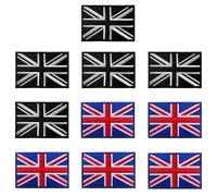 Pack of 10 5 x 3 cm Mini British Union Jack England Flag Patch Tactical National Emblem UK Flag Iron on Sew on Patch for DIY Accessories Uniforms Backpack Hats Shirts Trousers Biker Jackets Jeans