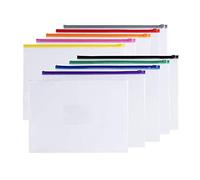 Pack of 10 A4 Clear Zippy Bags with Assorted Coloured Zip