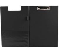 PACK OF 10 - A4 Clipboard Fold Over Document Conference File Vinyl PVC Foolscap Solid Hardback Strong Metal Clip Folding Clipboard A4 Paper Folder Pad Work Holder Board Organizer School Office (Black)