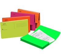 (Pack of 10) A4 Coloured Foolscap Document Wallets 250 GSM Half Flap Assorted Colours 100% Recycled Paper Folders for Office, Home and School Supplies, File Paper Work and Document Organiser