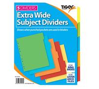 Pack of 10 A4 Extra Wide 5 Part Divider Tabbed Subject Colours Filing Organiser
