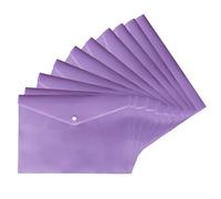 Pack of 10 - A4 Pastel Document Stud Wallet Carry Popper Folder A4 Plastic Wallet File Document Holder Poly Envelope File with Button Closure Colour Document for Home & Offices (Purple)