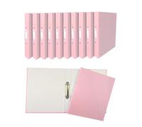 Pack of 10 A4 Pastel Pink Paper Over Board Ring Binders by Janrax