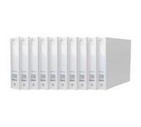 (Pack of 10) A4 Ring Binder File Folder Organiser - 65mm Spine Folder Plastic Cover File with 500 Sheet Capacity and 2 O-Ring Pull (White, Ring Binder File)