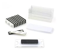 Pack of 10 Acrylic Magnetic ID Badge Holder Name Plates Set by LanyardsTomorrow, Includes Plastic Badge Holders, Card Inserts and Self-Adhesive Magnet Backs
