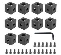 Pack of 10 Aluminium Profile 20 x 20 Accessories, Aluminium Profile Connector, 20 x 20 x 20 mm Black Square Tube Connector with 30 Pieces M5 Grub Screws, Suitable for All V-Groove Extrusion Profiles