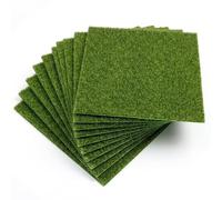 Pack of 10 Artificial Grass Crafts 15 x 15 cm, Realistic Grass Mat for Model Making & Miniature Garden, TPE Artificial Grass Mat, Weatherproof for DIY Projects, Decorative Grass Lawn Rug for Outdoor