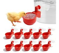Pack of 10 Automatic Chicken Drinkers: Diameter 6.5 x 4 cm Poultry Drinkers Automatic Plastic Easy Assembly Chicken Water Cup Practical Chicken Drinker Automatic for Stable and Poultry Keeping (Red)