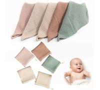 Pack of 10 Baby Muslin Wash Cloths, Hand Towels Set for Newborns, 23 x 23 cm, Face Towels and Bath Towel, Reusable Baby Wash Cloth, 100% Cotton, Soft and Breathable