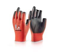 Pack of 10 Beeswift - PU COATED 3 FINGERLESS GLOVE M (SIZE 8) - Red