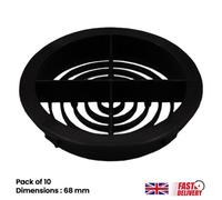 Homesmart 10 x Black Plastic 70mm Round Soffit Air Vents/Push in Roof Discs