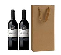 Pack of 10 Bottle Bags Gift Bags Kraft Paper Wine Bag Portable Bottle Bag Wine Champagne Wine Carrier Bags Wine Bag with Handle for Invitation Christmas for 2 Bottles