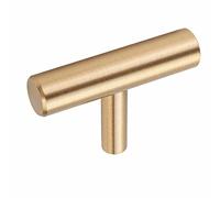 Pack of 10, Brass Cabinet Knobs Pull Handle for Bathroom Kitchen Cabinetry Furniture, Brushed Copper Decorative (T Shape)