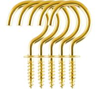 Pack Of 10 Brass Hooks 25 mm Screw In Gold Metal Shoulder Cup Mug Peg