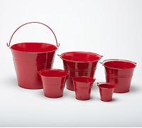 Pack of 10 Bright Red 15cm (6") High Metal Buckets - Pots - Planters for Sweet Tree Kits, Plants, Favours, Storage (R010)