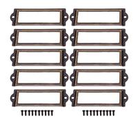 Pack of 10 Bronze Label Holders Antique Label Frame Metal Label Business Card Frame Furniture Drawer Cabinet Card Holder Tag for Drawers Filing Cabinets (83 x 30 mm)