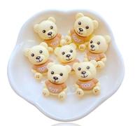 Pack of 10 Brown Nude Neutral Toy Bear 2 Teddy Bears Craft Supplies Supply Resin Cabochon DIY Crafting Junk Charm Plastic Charms Flat Back Phone Custom Acrylic Jewellery Case Making 22-25mm