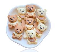Pack of 10 Brown Nude Neutral Toy Bear Teddy Bears 1 Craft Supplies Supply Resin Cabochon DIY Crafting Junk Charm Plastic Charms Flat Back Phone Custom Acrylic Jewellery Case Making 22-25mm