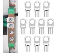 Pack of 10 cable lugs, 35 mm², M10, ring cable lugs made of tin-plated copper, for battery cables, car distribution boxes