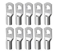 Pack of 10 cable lugs, tubular cable lugs, ring cable lugs, cable connectors, non-insulated cables, crimp cable lugs blanks, SC16-6 (silver)