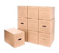 Pack of 10 Cardboard Boxes Moving Storage Transport, Box with Handles for Easy Handling, Dimensions 50 x 30 x 30 cm, Ultra-Resistant Cardboard Box, 100% Eco-Friendly