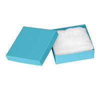 Pack of 10 Cardboard Jewellery Boxes - 8.9 x 8.9 x 2.5cm Bulk Cotton Filled Small Gift Boxes with Lids for Jewellery Packaging (Baby Blue)