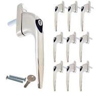 Pack of 10 Champagne Gold uPVC Universal Window Handle Inline Locking Espag Double Glazing White 40mm Gold