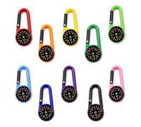 Pack of 10 Children's Compass Keyrings, Compass Children, Multifunctional Portable Carabiner Hook, Mini Compass, Outdoor Carabiner Hook, Mini Compass, Compass for Outdoor, Hiking, Camping