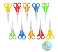 Pack of 10 Children's Scissors, Children's First Scissors Preschool, Children's Safety Scissors, Stainless Steel, Small Paper Scissors, Children, School Paper Scissors with cm Scale for DIY Crafts (5