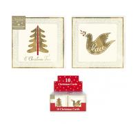 Pack of 10 Christmas Cards with Foil Detail - Tree/Dove Design