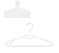 Pack of 10 Clothes Hanger Coat Premium Quality Strong Plastic Non-Slip All Purpose Space-Saving For Jacket Trouser Dress Jeans Hangers (White) (D1)