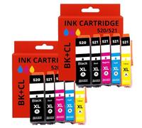 Pack of 10 Compatible Canon PGI-520 CLI-521 Cartridges for PIXMA IP 3600, iP4600, iP4700, MP540, MP550, MP560, MP620, MP630, MP640, MP980, MP990, MX860, MX877 Printers 0