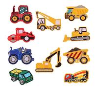 Pack of 10 Construction Vehicle Patch Kit, Iron-On Patches for Children, Embroidered Applique, Iron-On Patches for T-Shirt, Jeans, Clothing Bags, Hats, Repair the Hole (1)