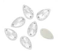 Pack of 10 Cut Glass Crystal Shapes for Sewing & Gluing - Sparkling Embellishments, EIMASS® 8868 Sew on Flat Back Crystals - Premium Range Gems (Clear Crystal Teardrop 17x28mm)