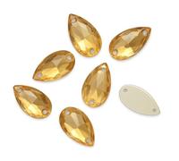 Pack of 10 Cut Glass Crystal Teardrops for Sewing & Gluing - Sparkling Embellishments, EIMASS® 8868 Range Sew on Flat Back Crystals - Premium Range Gems (Light Gold Teardrop 17x28mm)