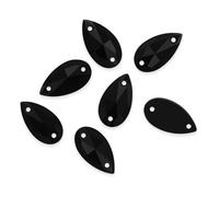 Pack of 10 Cut Glass Crystal Teardrops for Sewing & Gluing - Sparkling Embellishments, EIMASS® 8868 Range Sew on Flat Back Crystals - Premium Range Gems (Jet Black Teardrop 17x28mm)