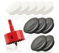 Pack of 10 Desk Cable Grommets with Hole Saw 60 mm Cable Outlet Cable Outlet White Cable Grommet Table Round for Table Office Worktops (Five Black and Five White)